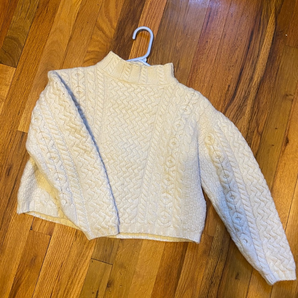Cropped merino wool Irish sweater
